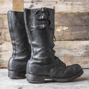 il_794xN.2990782919_q580 Vintage 40's WWII British Army Black Leather Dispatch Riders Buckle Boots Rugged Motorcycle