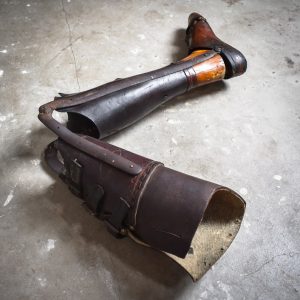Antique Vintage 19th Century Victorian Prosthetic Wooden Leg Foot Prosthesis Medical Oddity Curiosity