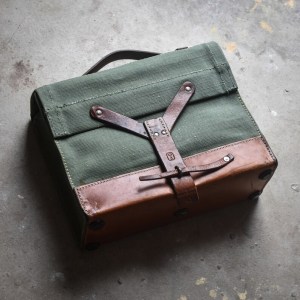il_794xN.3263725170_loah Vintage 60's Swiss Army Ammo Ammunition Bag Green Canvas Brown Leather Rugged Mens Bag Military