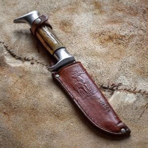 Vintage 60's Solingen Stag Handle Skinner Bowie Hunting Knife With Leather Sheath Hiking Bushcraft Survival Camping Rugged Roots Revived