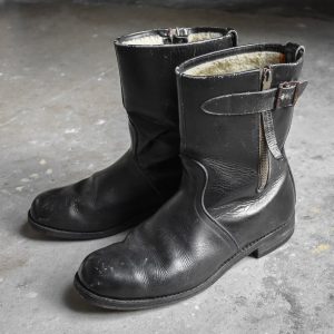 il_794xN.3415060216_hjzp Vintage 50's British Black Leather Motorcycle Rider Buckle Boots Continental Lighning Zipper Rugged Biker Rock Punk Grunge