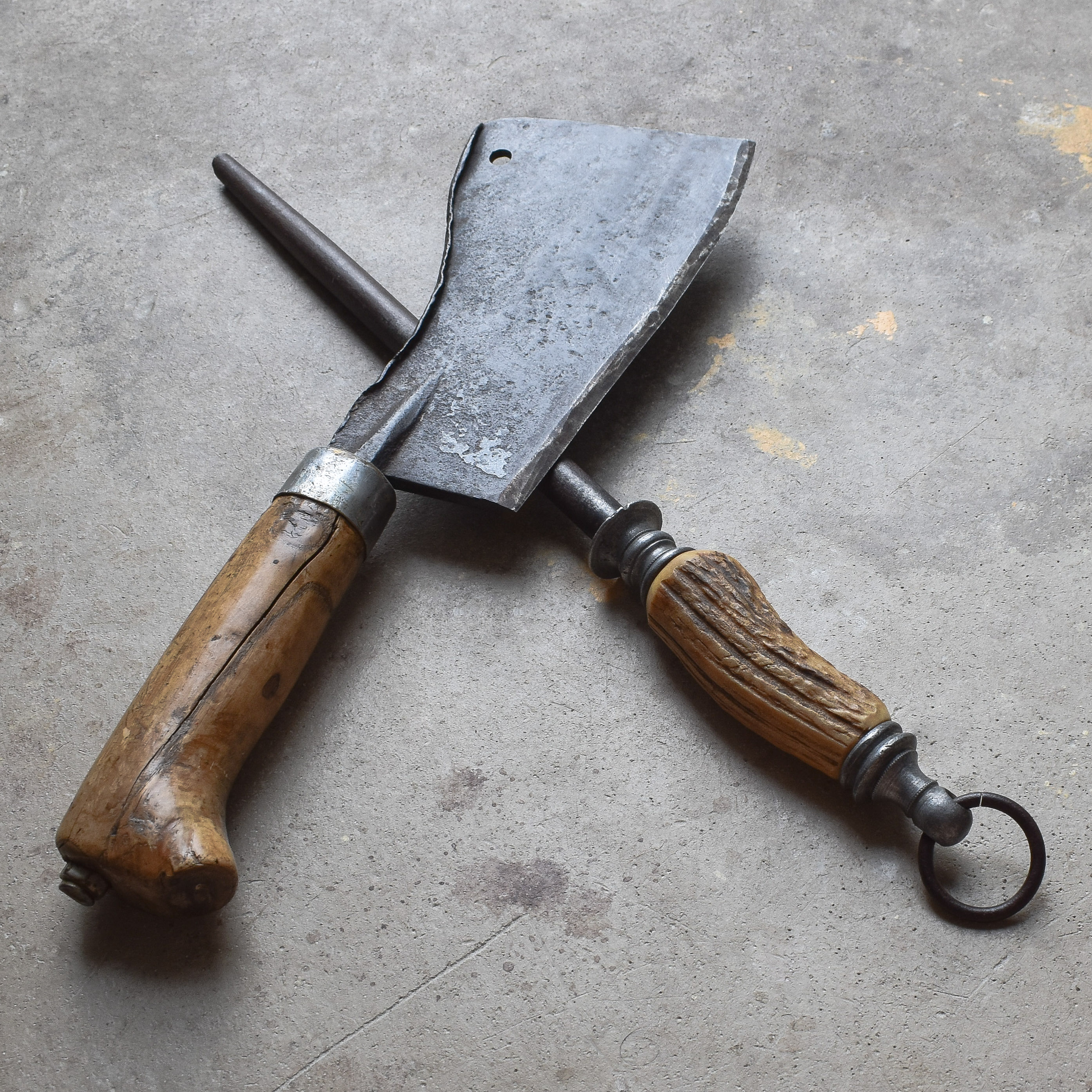 antique-vintage-early-1900s-french-sharpening-steel-butcher-shop-decor-stag-handle-kitchen-rustic-gift (1) Antique Vintage Early 1900's French Sharpening Steel Knife Stag Handle Kitchen Butcher Shop Rustic Decor