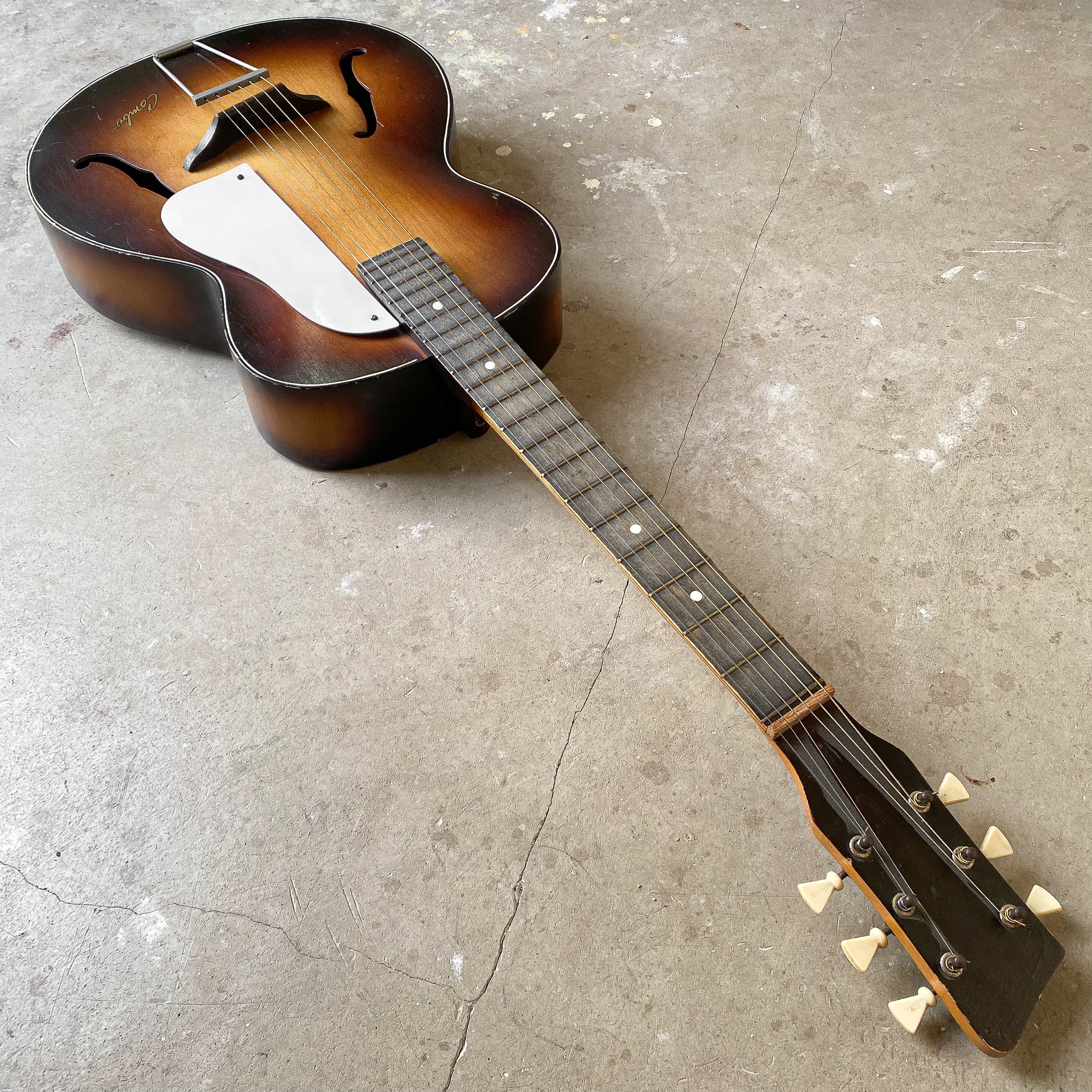 Vintage 50s 1950s Dutch Egmond Combo Archtop Guitar Jazz Blues Instrument Bar Restaurant Man Cave Decor Sunburst Folk