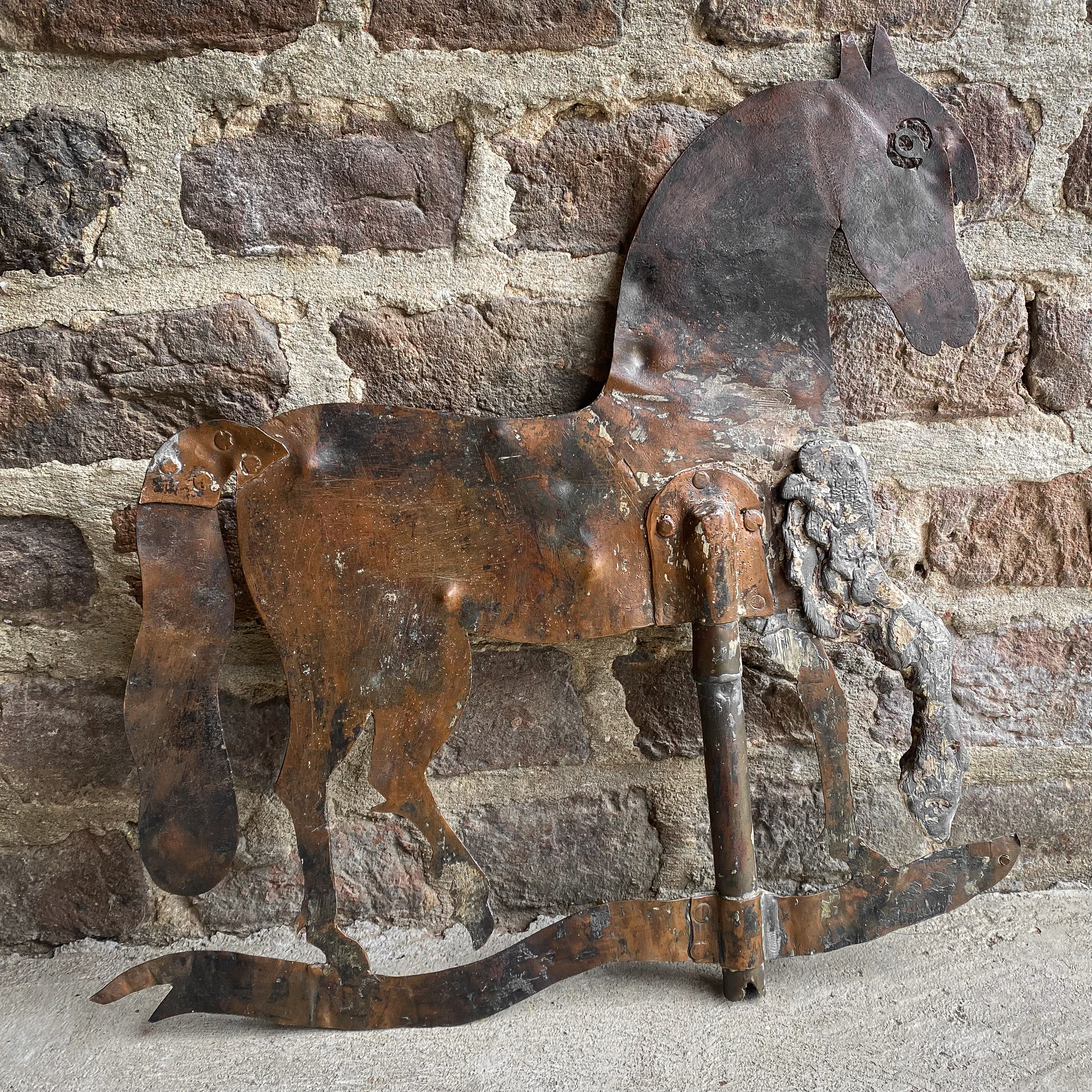 Antique Vintage 19th Century 1800s Frisian Copper Horse Weathervane Curiosity Rustic Decor Collection Gift