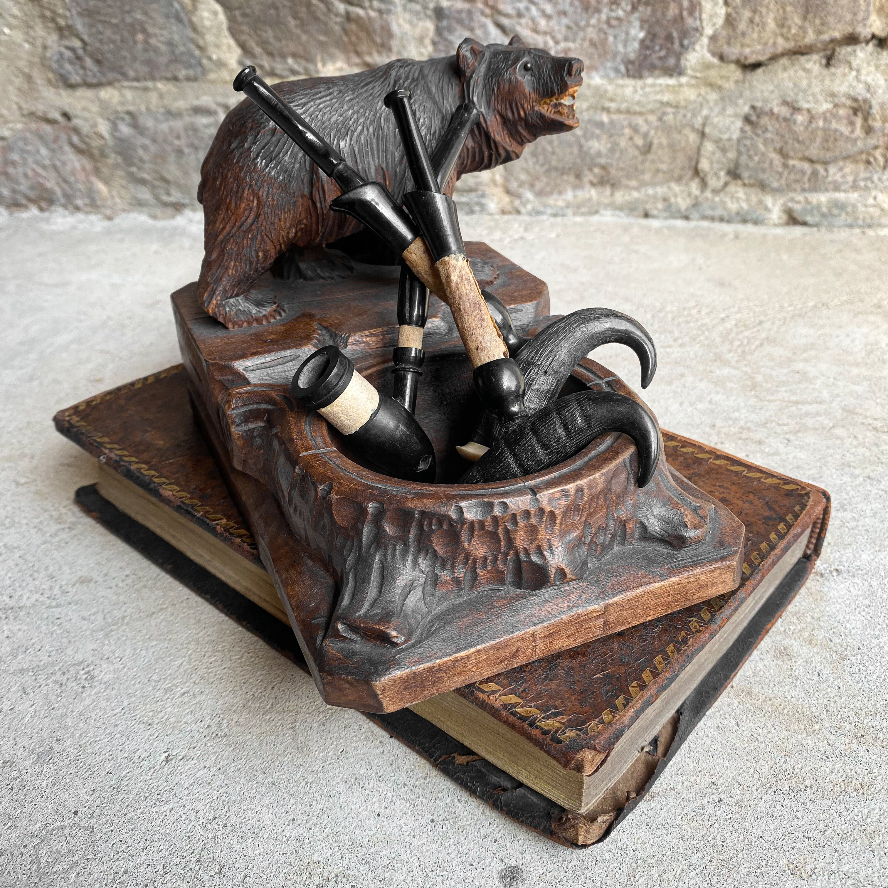 Antique Vintage Early 1900s Swiss Folk Art Chamois Horn Tobacco Pipes Curiosities Curiosity Collection Gift Decor Smoking