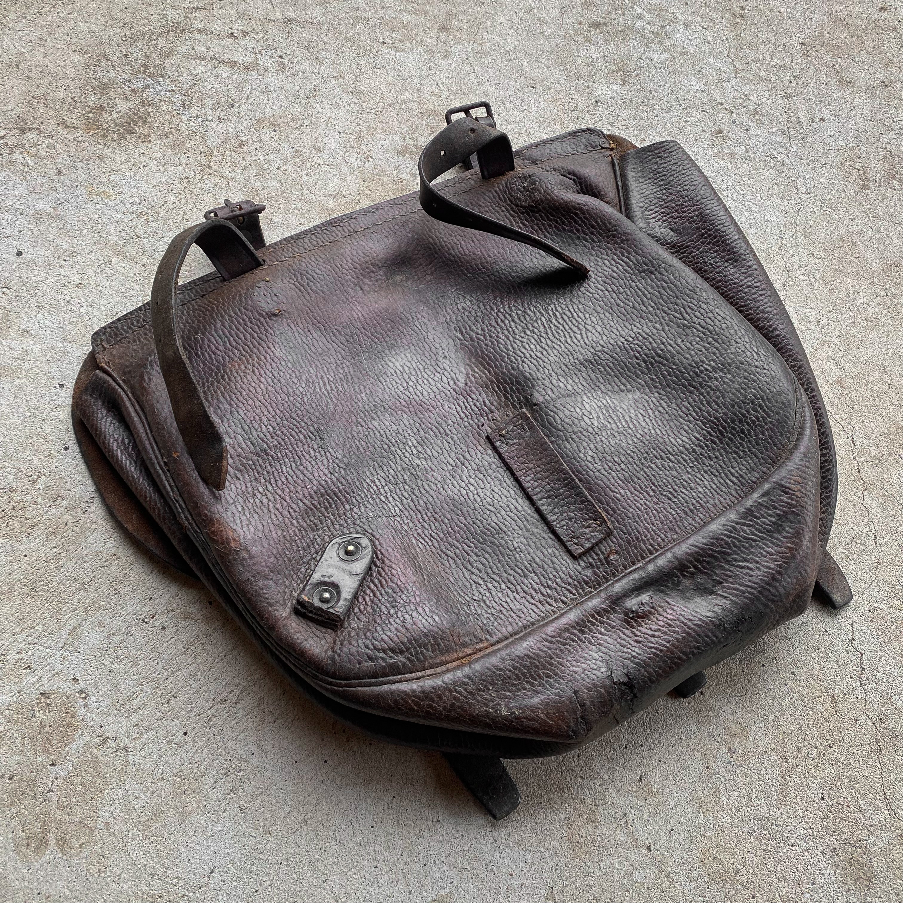 Antique Vintage Early 1900s WWI US Cavalry Military Army Leather Saddle Bag Brown Biker Motorcycle Riding Rugged