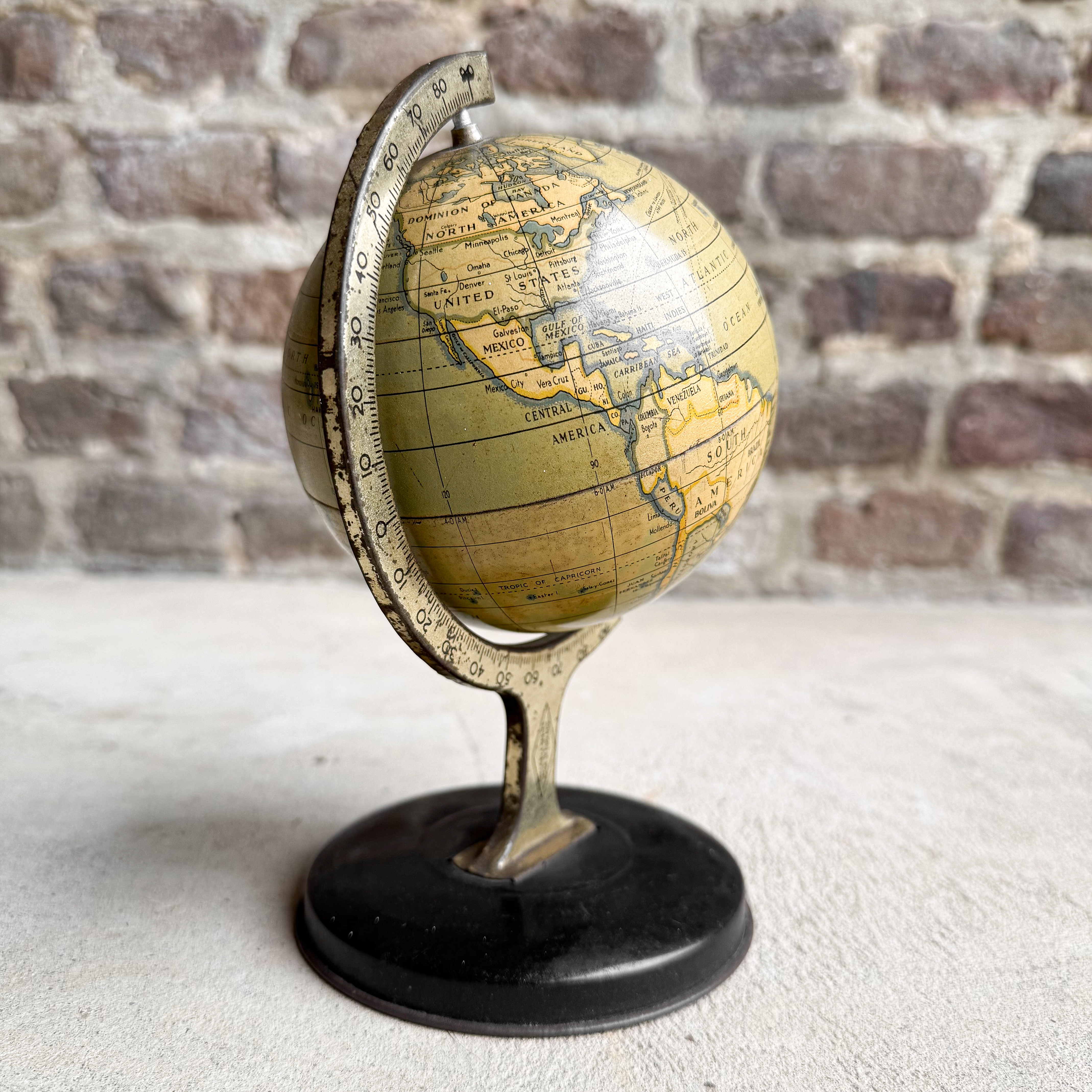 antique-vintage-30s-1930s-british-reliable-series-tin-globe-toy-desk-decor-collection-gift-curiosity (1) Antique Vintage 30s 1930s Reliable Series English British Tin Metal Globe Earth Geographic Model Desk Table Decor Patina Gift Rustic